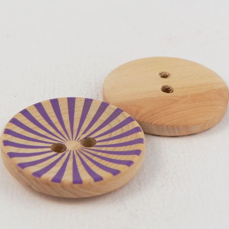 30mm Round Wooden Purple Striped 2 Hole Button