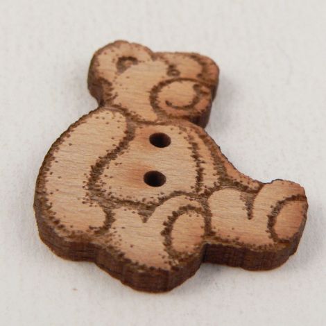 25mm Sitting Teddybear Wood 2 Hole Button