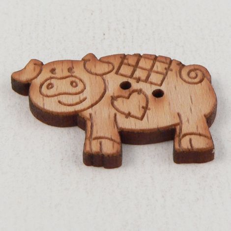 30mm Patchwork Pig Wood 2 Hole Button