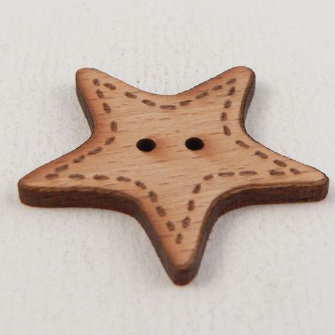 31mm Stitched Star Wood 2 Hole Button
