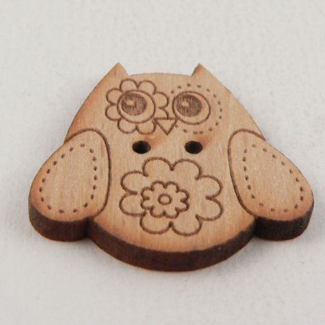 26mm Patchwork Owl Wood 2 Hole Button