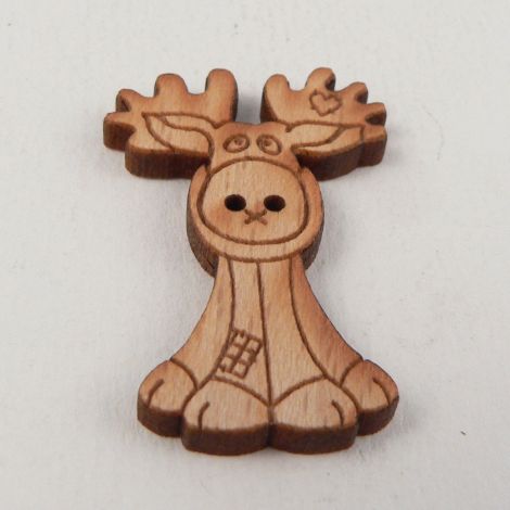 19mm Patchwork Reindeer Wood 2 Hole Button