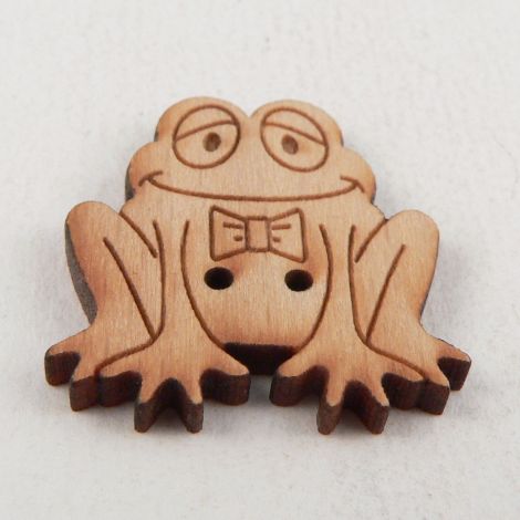 24mm Frog With Bow Tie Wood 2 Hole Button