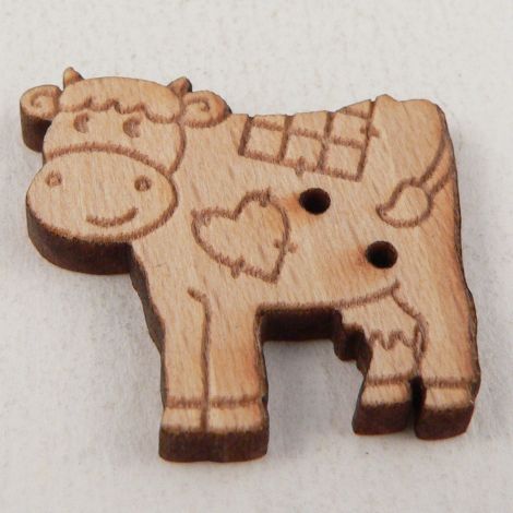 26mm Patchwork Cow Wood 2 Hole Button