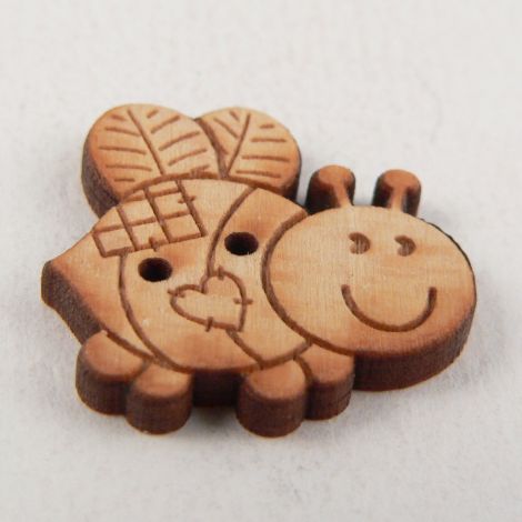 23mm Patchwork Bumble Bee Wood 2 Hole Button