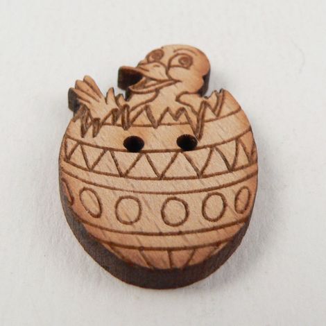19mm Chick In Easter Egg Wood 2 Hole Button