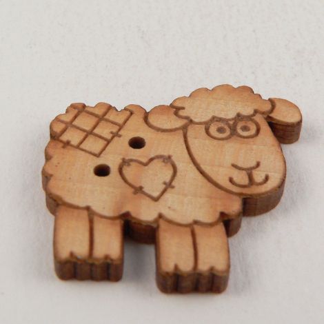 26mm Patchwork Sheep Wood 2 Hole Button