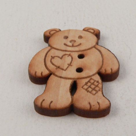 22mm Patchwork Teddybear Wood 2 Hole Button