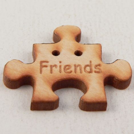 25mm Wooden 'Friends' Jigsaw Piece 2 Hole Button