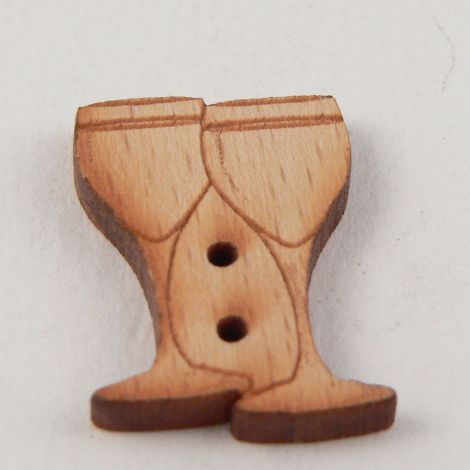 16mm Wooden Wine Glasses 2 Hole Button