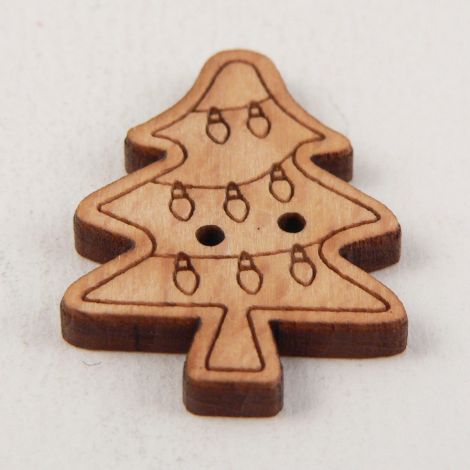 20mm Wooden Christmas Tree 2 Hole Button