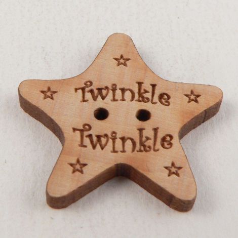 25mm Wooden 'Twinkle' Star 2 Hole Button