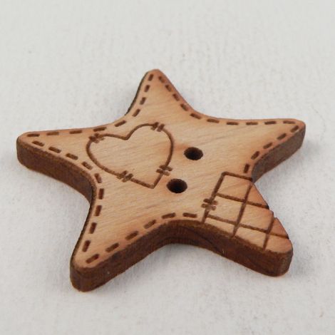32mm Wooden Patchwork Star 2 Hole Button