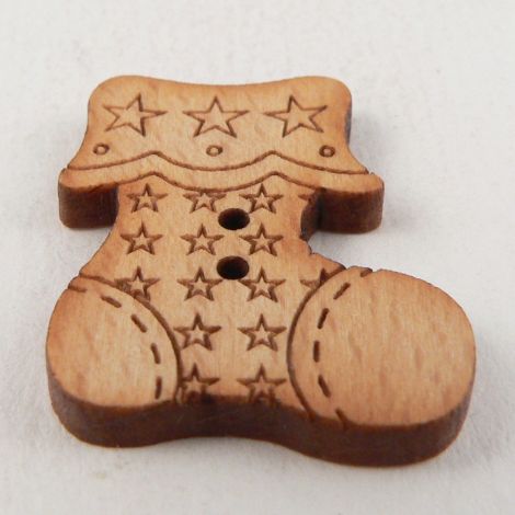 22mm Wooden Christmas Stocking 2 Hole Button