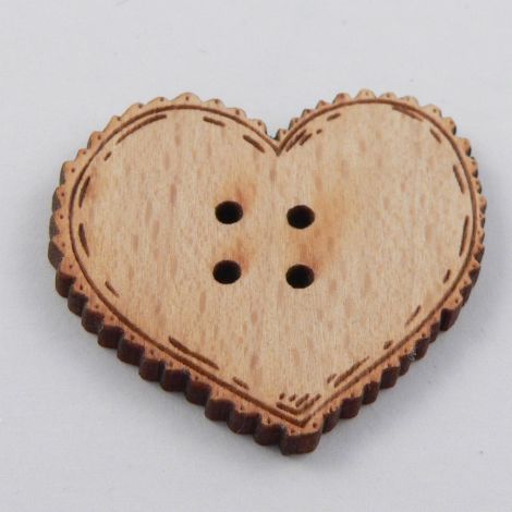 23mm Wooden Irregular Heart 4 Hole Button