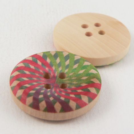 25mm Contemporary Wooden Painted 4 Hole Button