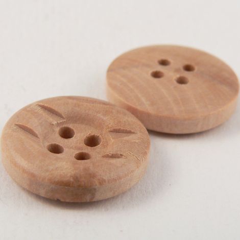 18mm Natural Wood Cut-Out 4 Hole Button