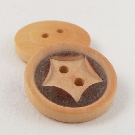 20mm Natural Wood Star 2 Hole Button