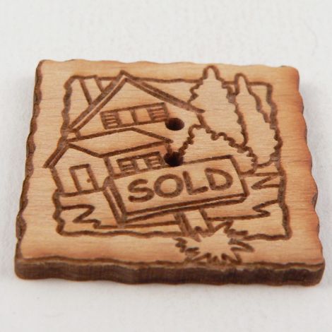 24mm Wooden 'SOLD' House 2 Hole Button