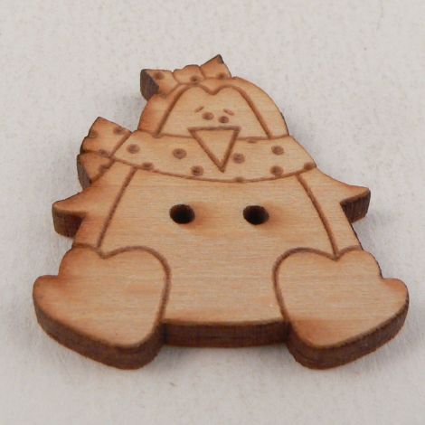 25mm Wooden Lady Penguin 2 Hole Button