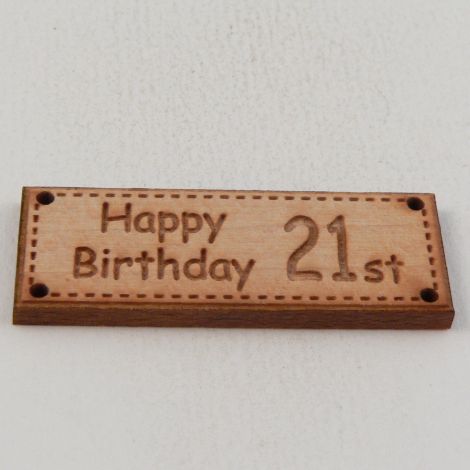 42mm Wooden '21st' Tag 4 Hole Button