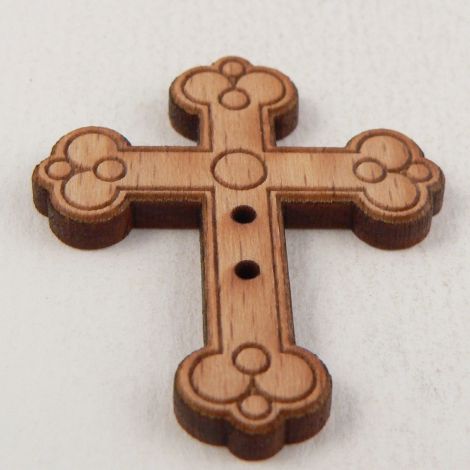 29mm Wooden Cross 2 Hole Button