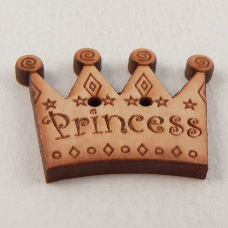 27mm Wooden Princess Crown 2 Hole Button