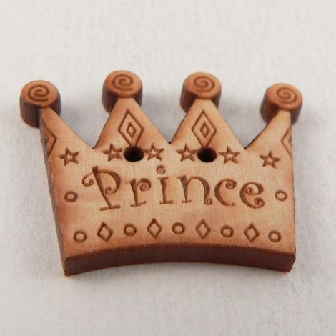 27mm Wooden Prince Crown 2 Hole Button