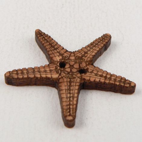 30mm Wooden Starfish 2 Hole Button