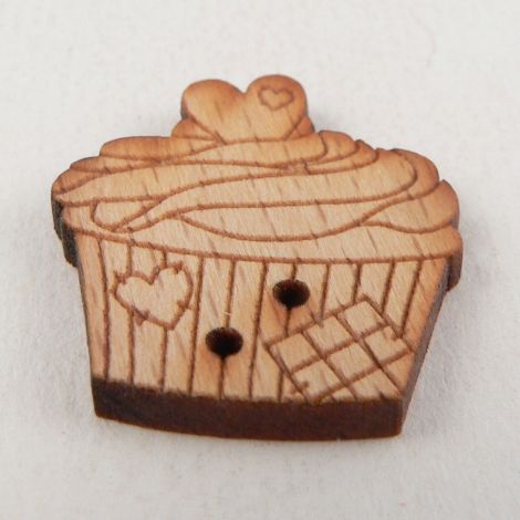 22mm Patchwork Cupcake Wooden 2 Hole Button