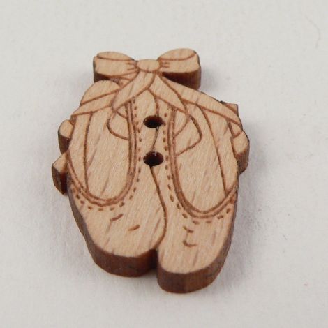 18mm Wooden Ballet Shoes 2 Hole Button