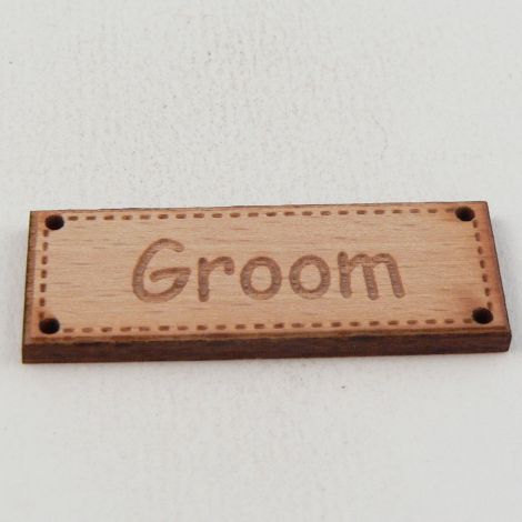 42mm Wooden 'Groom' Tag 4 Hole Button