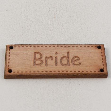 42mm Wooden 'Bride' Tag 4 Hole Button