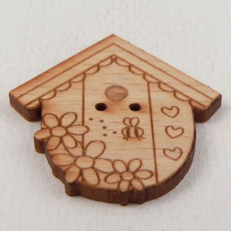 30mm Wooden Bird House 2 Hole Button
