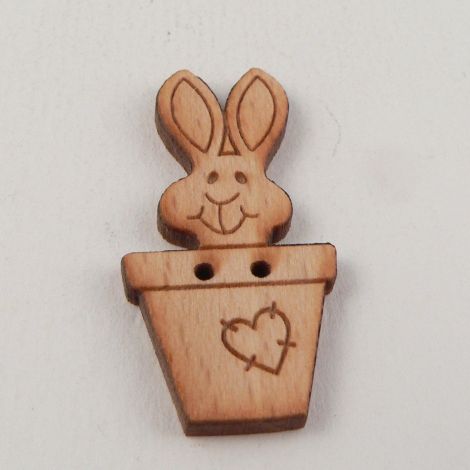 18mm Wooden Rabbit In A Pot 2 Hole Button