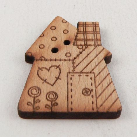 23mm Wooden Patchwork House 2 Hole Button