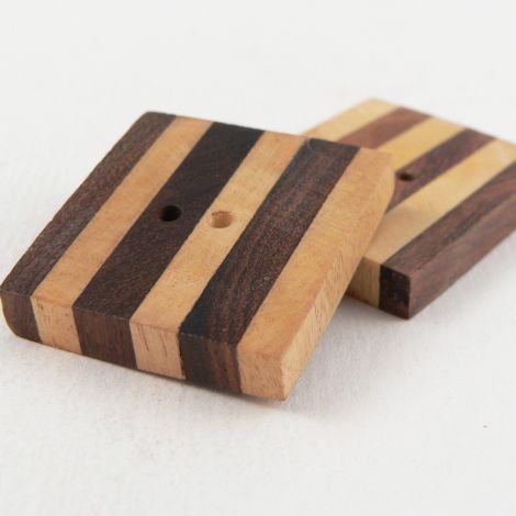 31mm Rectangular Two/Tone Handcrafted Wood 2 Hole Button
