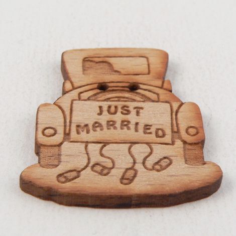 30mm Wooden 'Just Married' 2 Hole Button