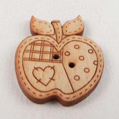 23mm Wooden Patchwork Apple 2 Hole Button