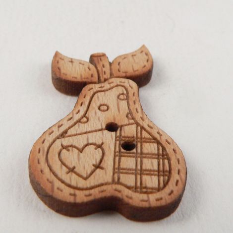 19mm Wooden Patchwork Pear 2 Hole Button