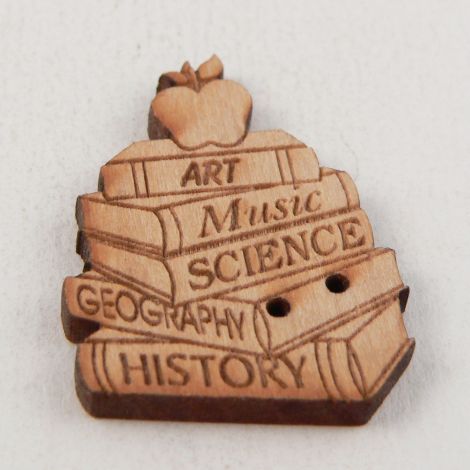 24mm Wooden Stack of Books (Scholar) 2 Hole Button
