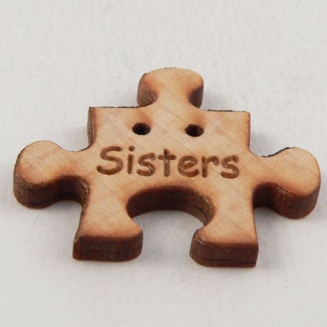 28mm Wooden 'Sisters' Jigsaw Piece 2 Hole Button