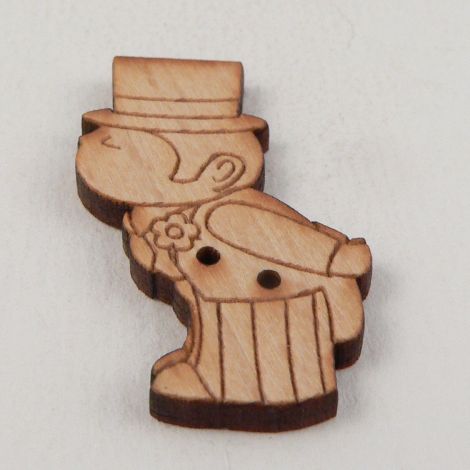21mm Wooden Kissing Groom 2 Hole Button