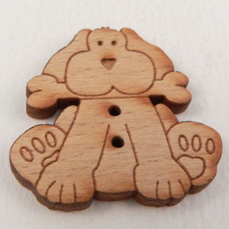 28mm Wooden Dog And His Bone 2 Hole Button