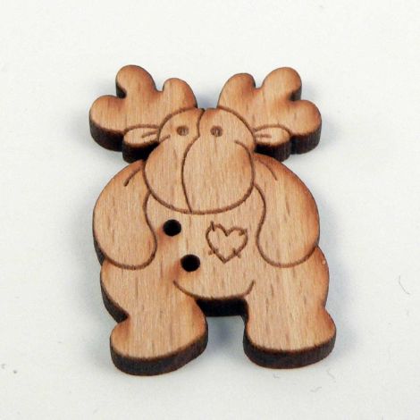 22mm Wooden Patchwork Moose 2 Hole Button