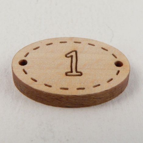 20mm Oval Number 'One' 2 Hole Wooden Button