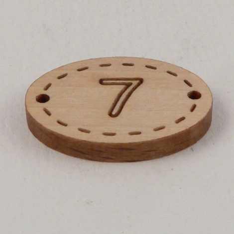 20mm Oval Wooden 2 Hole Number 'Seven' Button