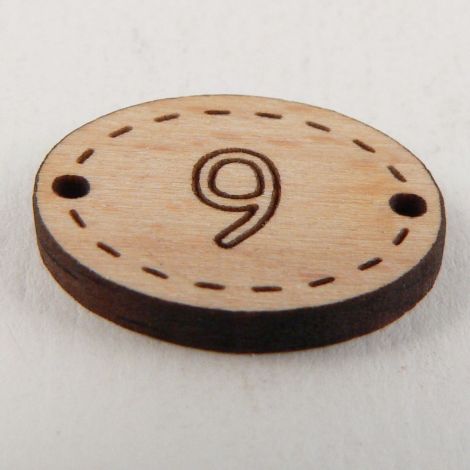 20mm Oval Wooden 2 Hole Number 'Nine' Button