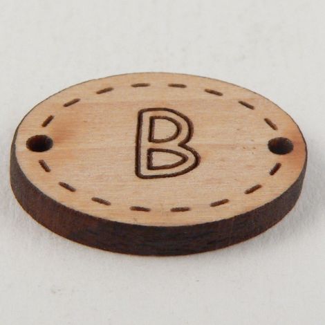 20mm Oval Wooden 2 Hole Letter 'B' Button
