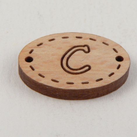 20mm Oval Wooden 2 Hole Letter 'C' Button